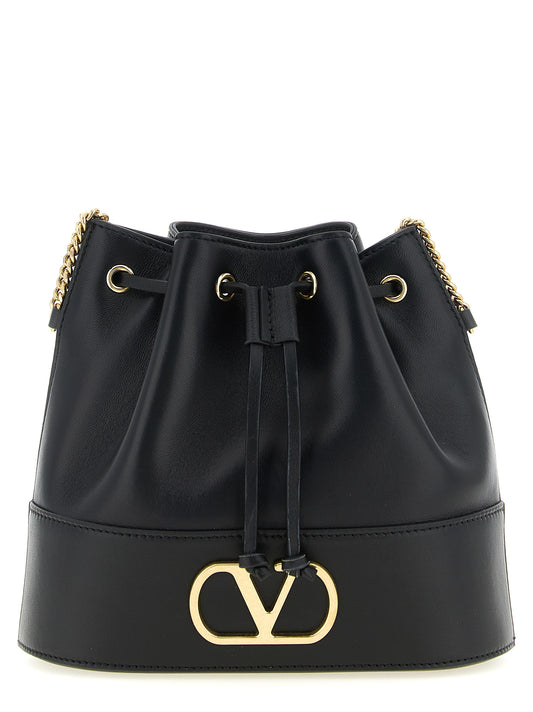 Valentino Garavani Black Lamb Leather Bucket Bag