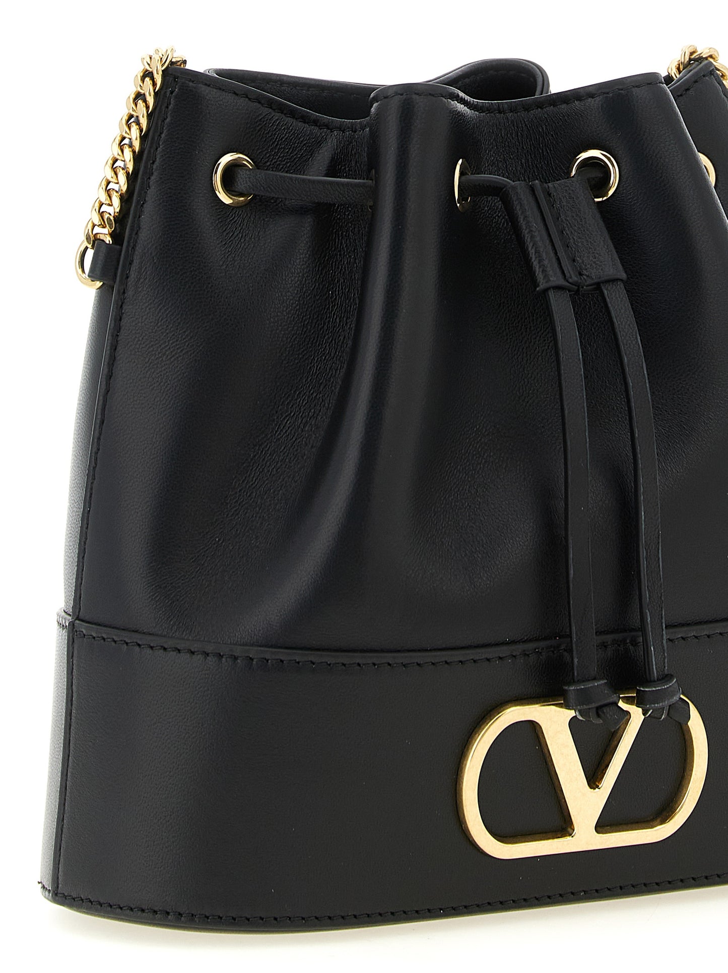 Valentino Garavani Black Lamb Leather Bucket Bag