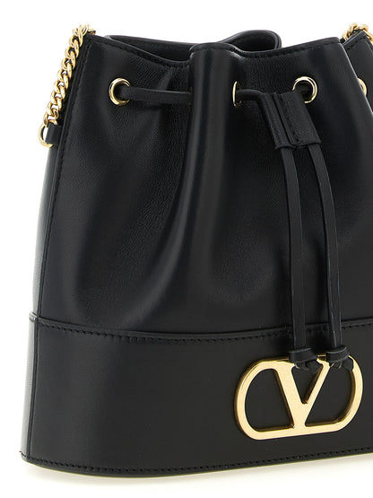 Valentino Garavani Black Lamb Leather Bucket Bag