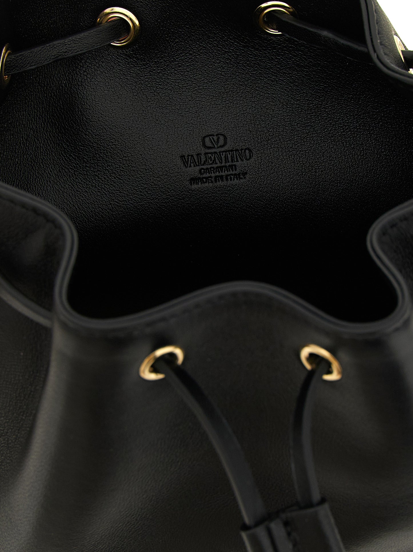 Valentino Garavani Black Lamb Leather Bucket Bag