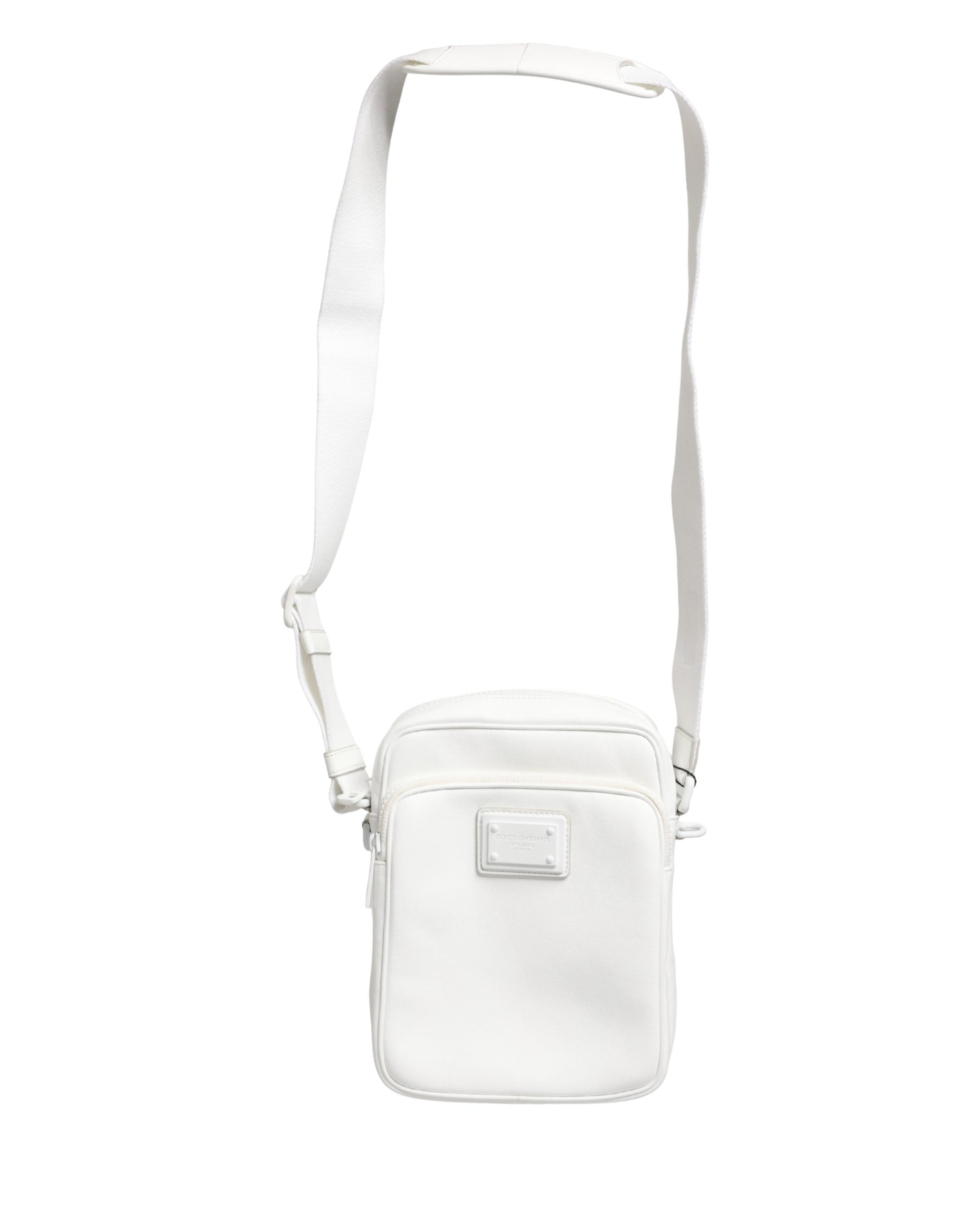 Dolce & Gabbana White Logo Plaque Crossbody Shoulder Bag for Men