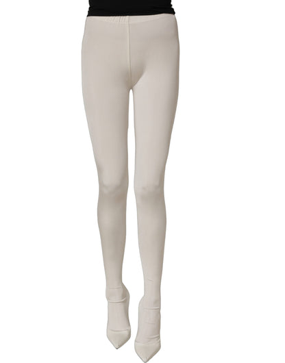 Dolce & Gabbana White High Heel Pumps with Jersey Tights