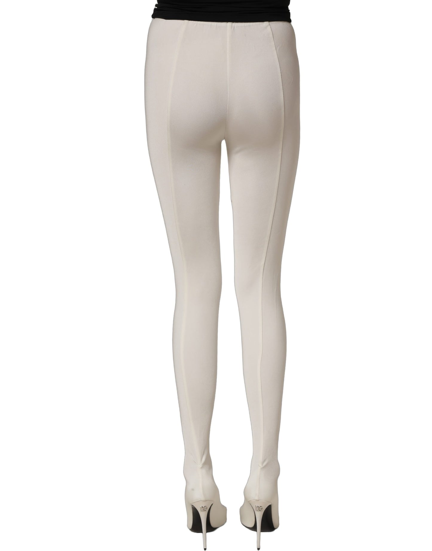 Dolce & Gabbana White High Heel Pumps with Jersey Tights