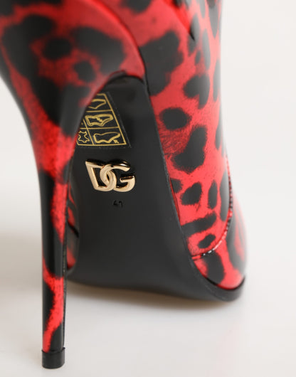 Dolce & Gabbana Red Leopard Cardinale Ankle Boots
