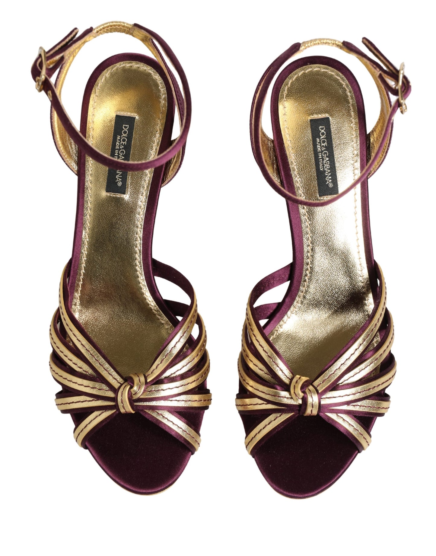 Dolce & Gabbana Purple Gold Keira Pearl Heels Sandals