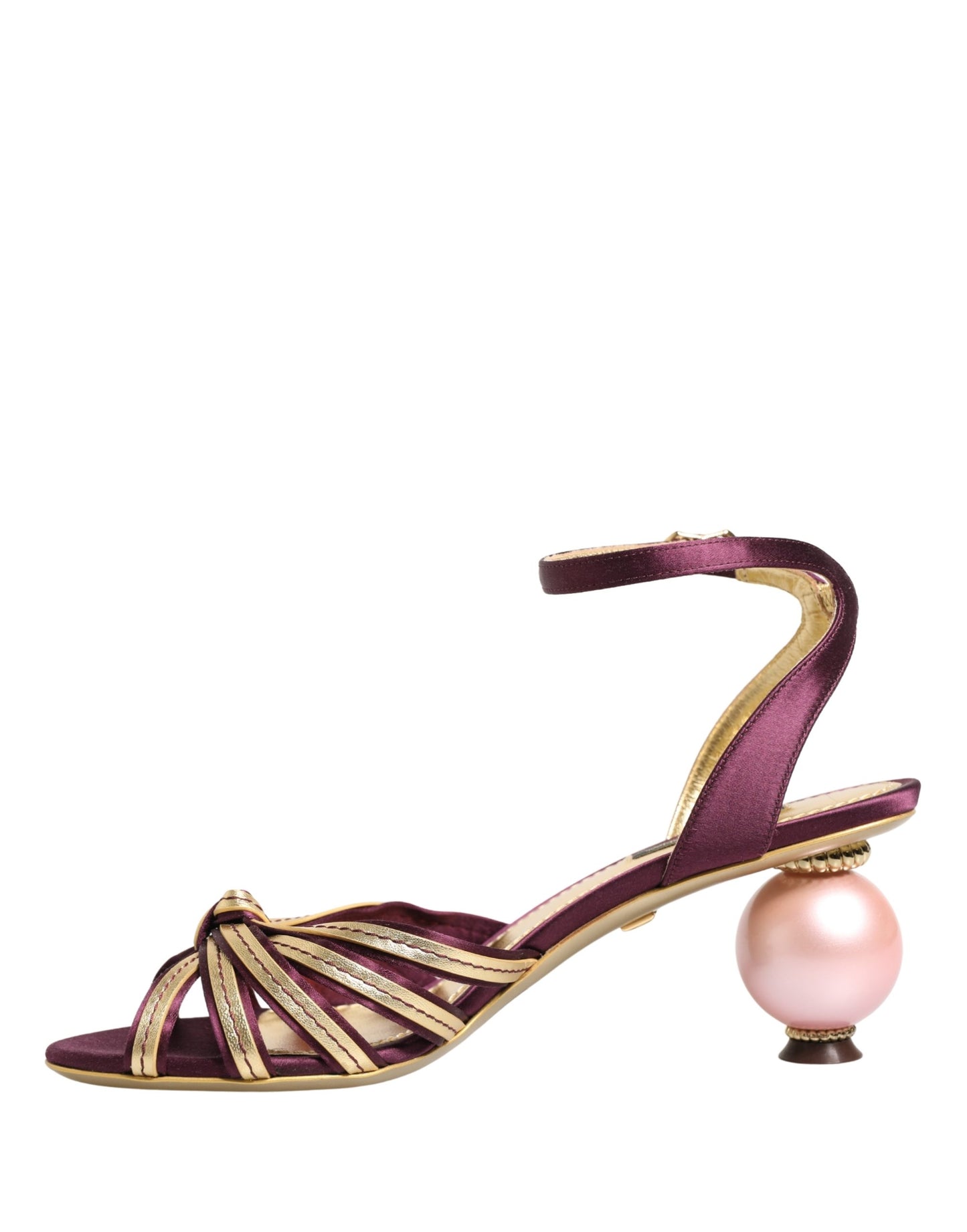 Dolce & Gabbana Purple Gold Keira Pearl Heels Sandals