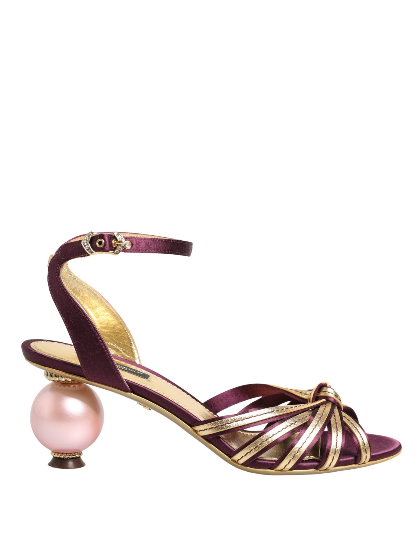 Dolce & Gabbana Purple Gold Keira Pearl Heels Sandals
