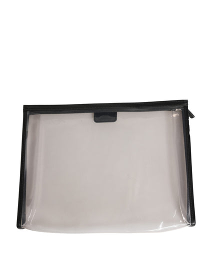 Dolce & Gabbana Transparent PVC Clutch Pouch Purse with Branded Logo Plaque