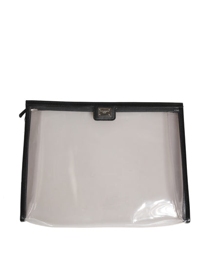 Dolce & Gabbana Transparent PVC Clutch Pouch Purse with Branded Logo Plaque