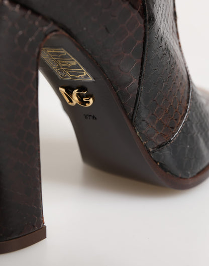 Dolce & Gabbana Brown Exotic Leather Knee High Boots