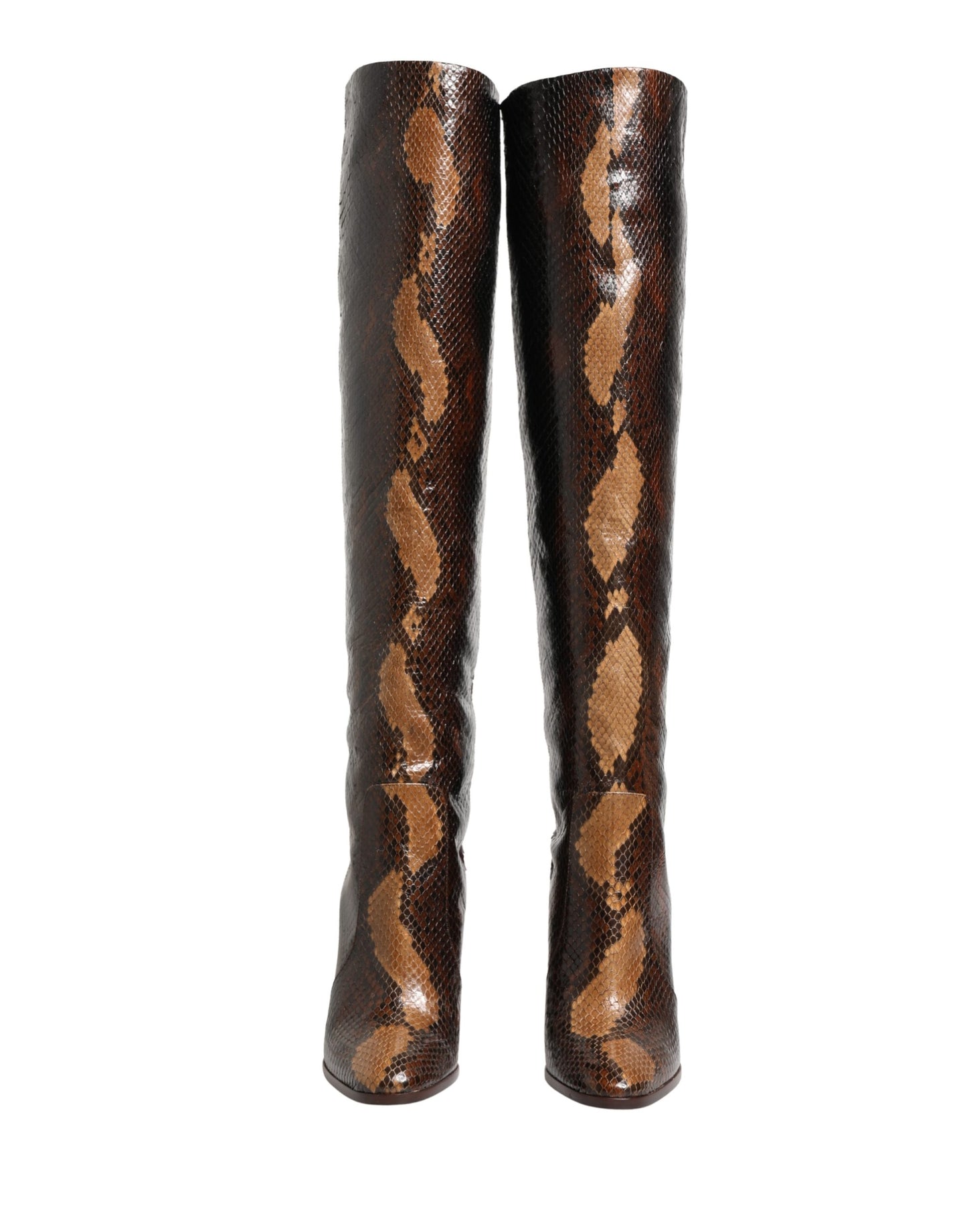 Dolce & Gabbana Brown Exotic Leather Knee High Boots