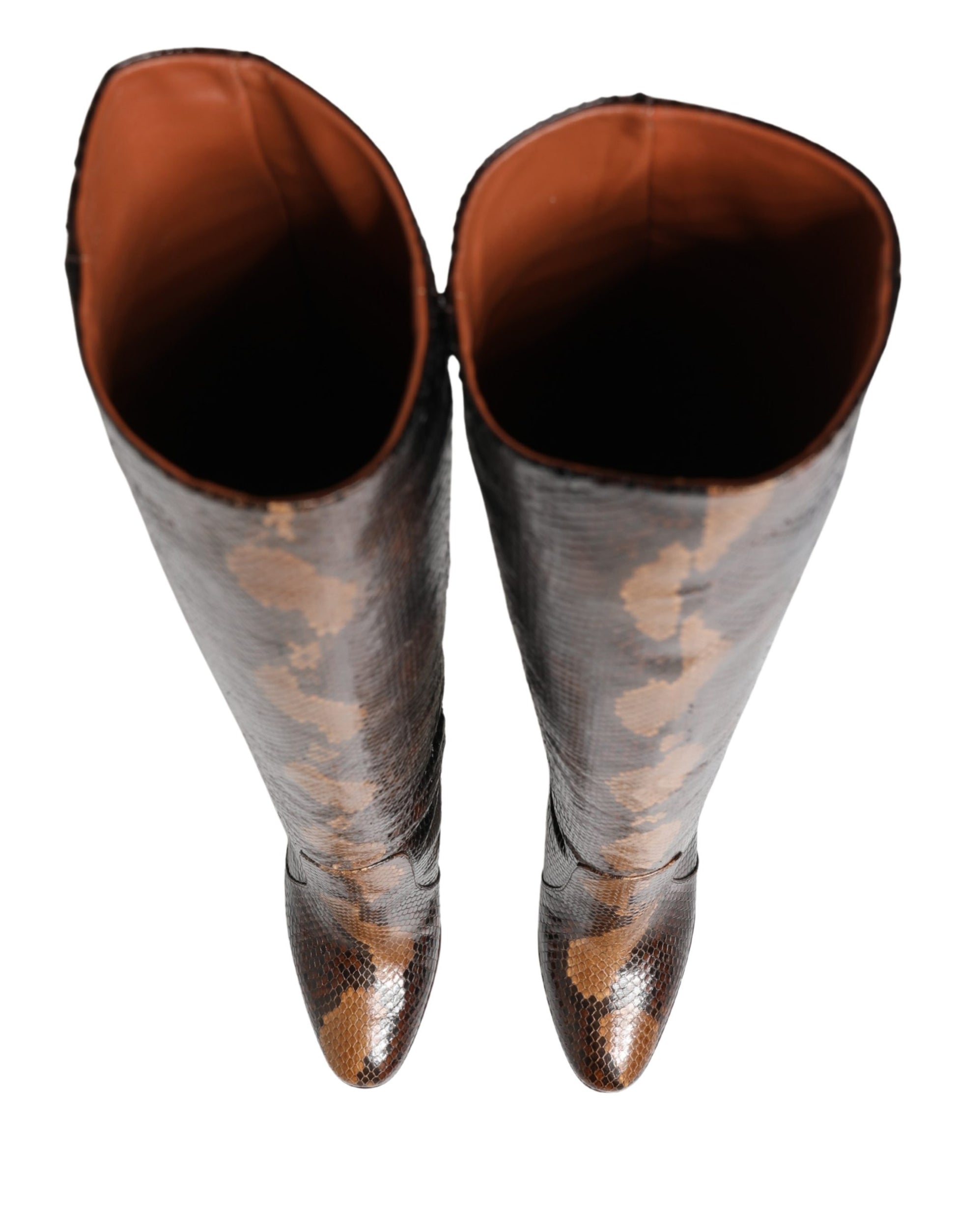 Dolce & Gabbana Brown Exotic Leather Knee High Boots