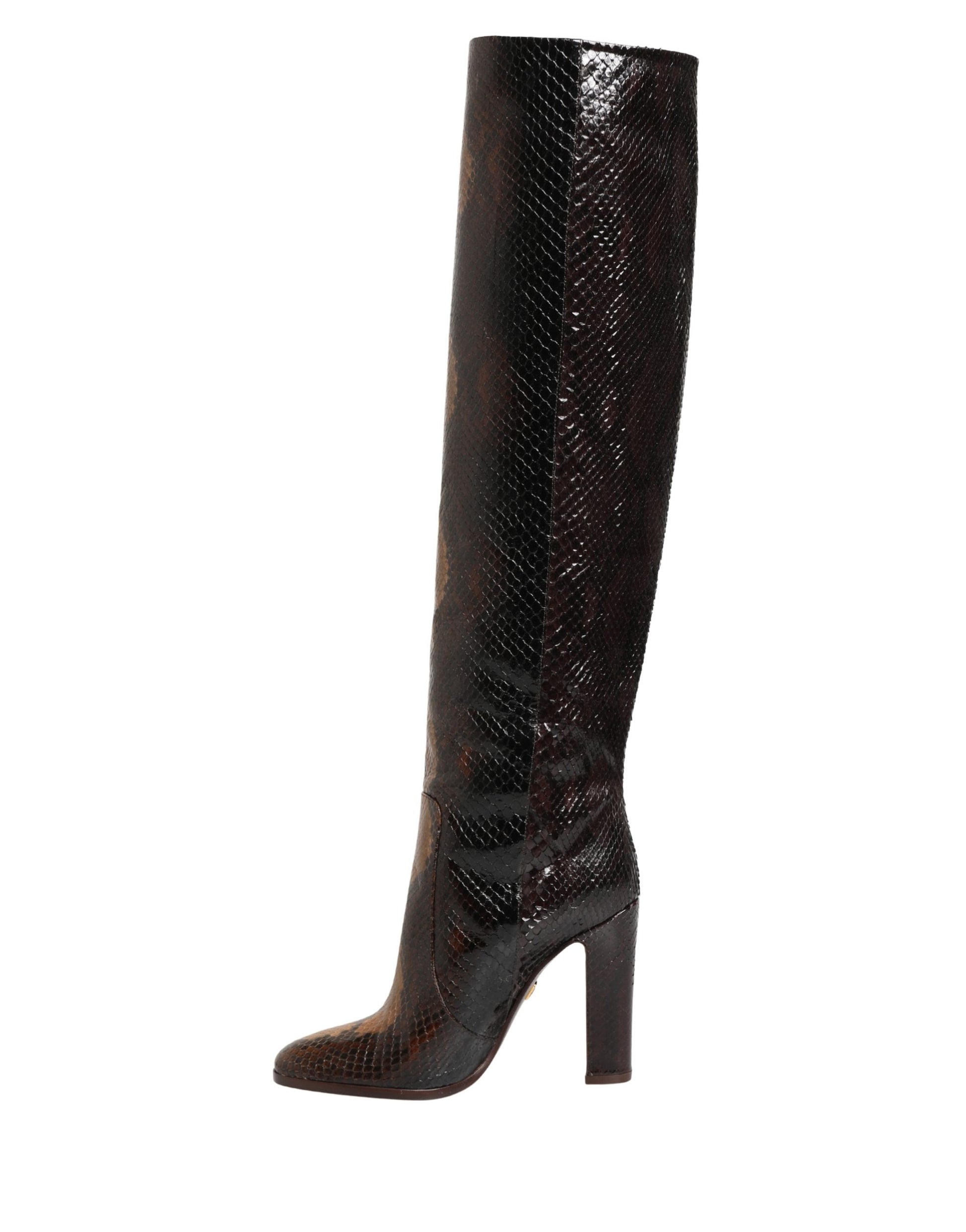 Dolce & Gabbana Brown Exotic Leather Knee High Boots