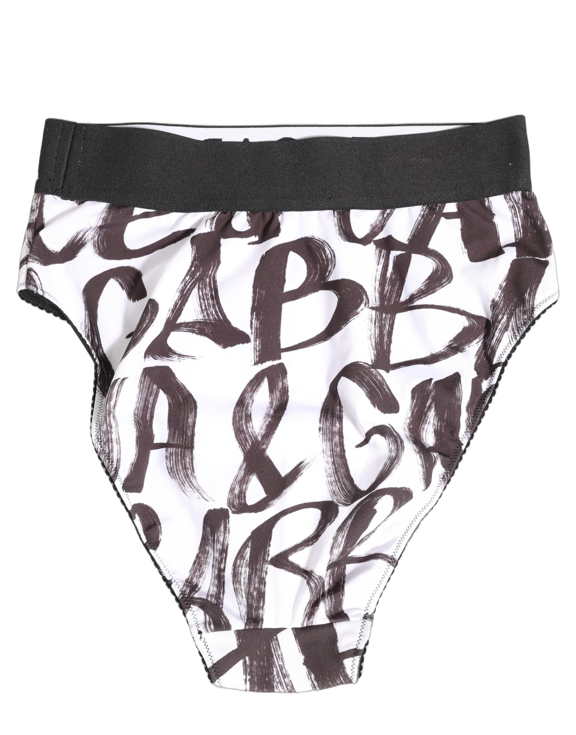 Dolce & Gabbana White & Black Graphic Logo High Brief Underwear