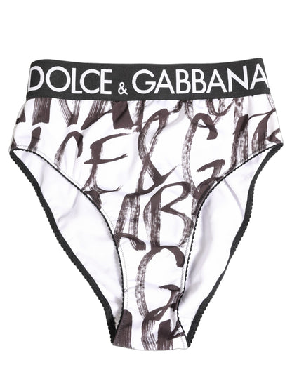 Dolce & Gabbana White & Black Graphic Logo High Brief Underwear