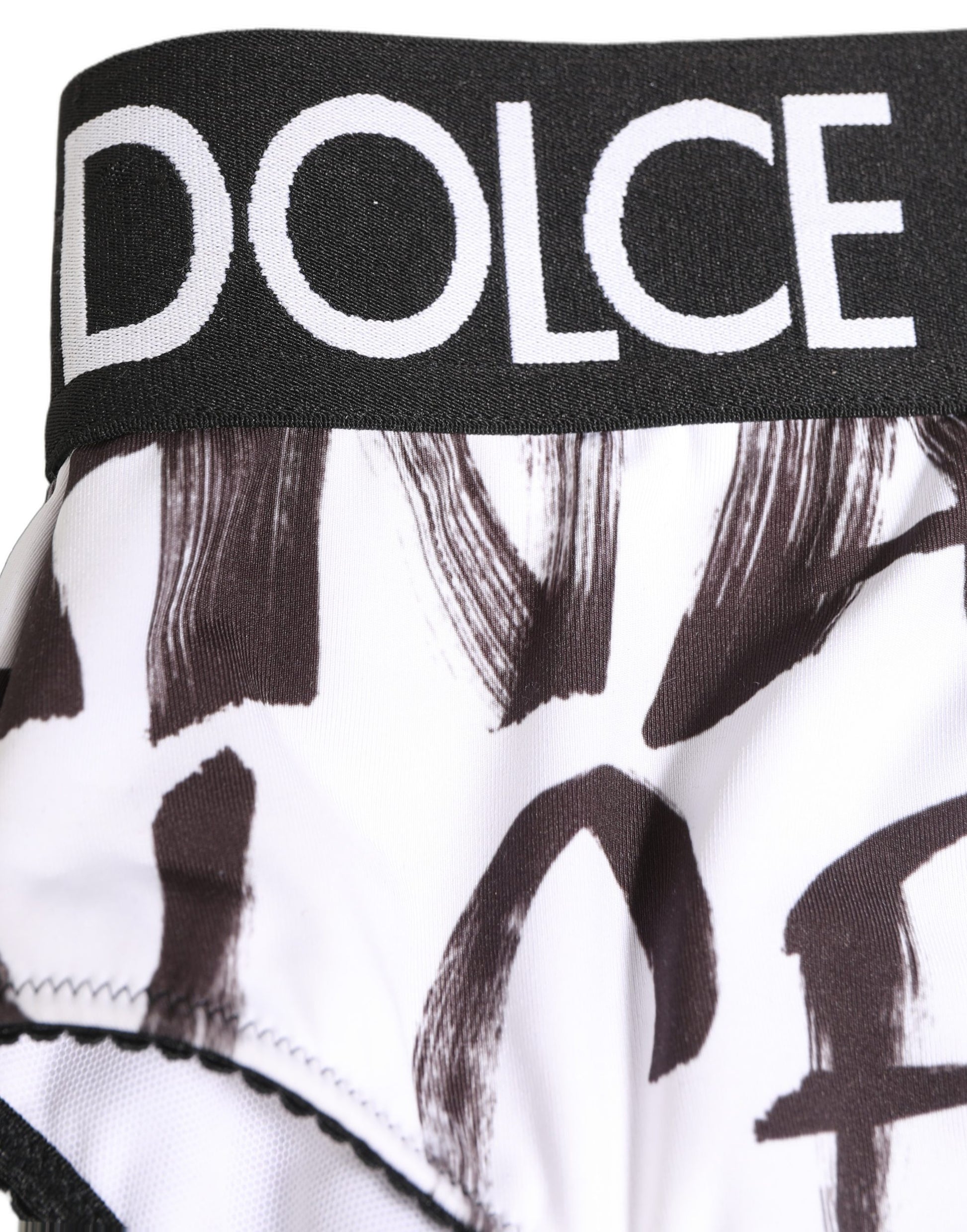 Dolce & Gabbana White & Black Graphic Logo High Brief Underwear