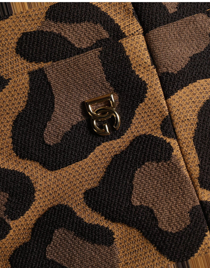 Dolce & Gabbana Brown Leopard Print Flared A-line Mini Dress