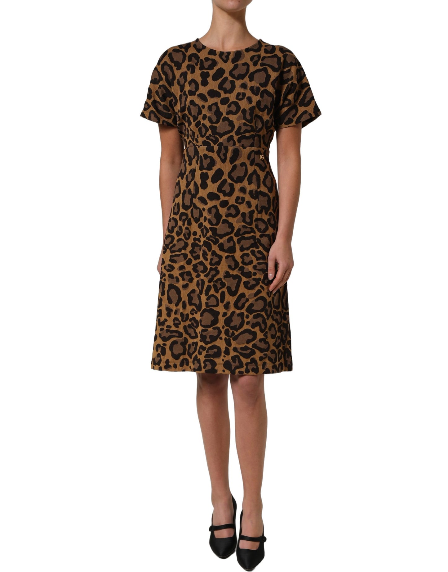 Dolce & Gabbana Brown Leopard Print Flared A-line Mini Dress