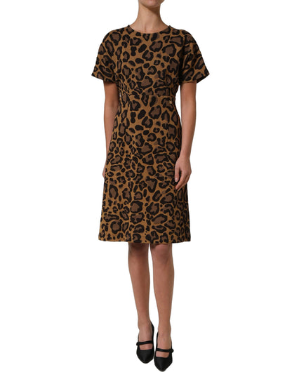Dolce & Gabbana Brown Leopard Print Flared A-line Mini Dress