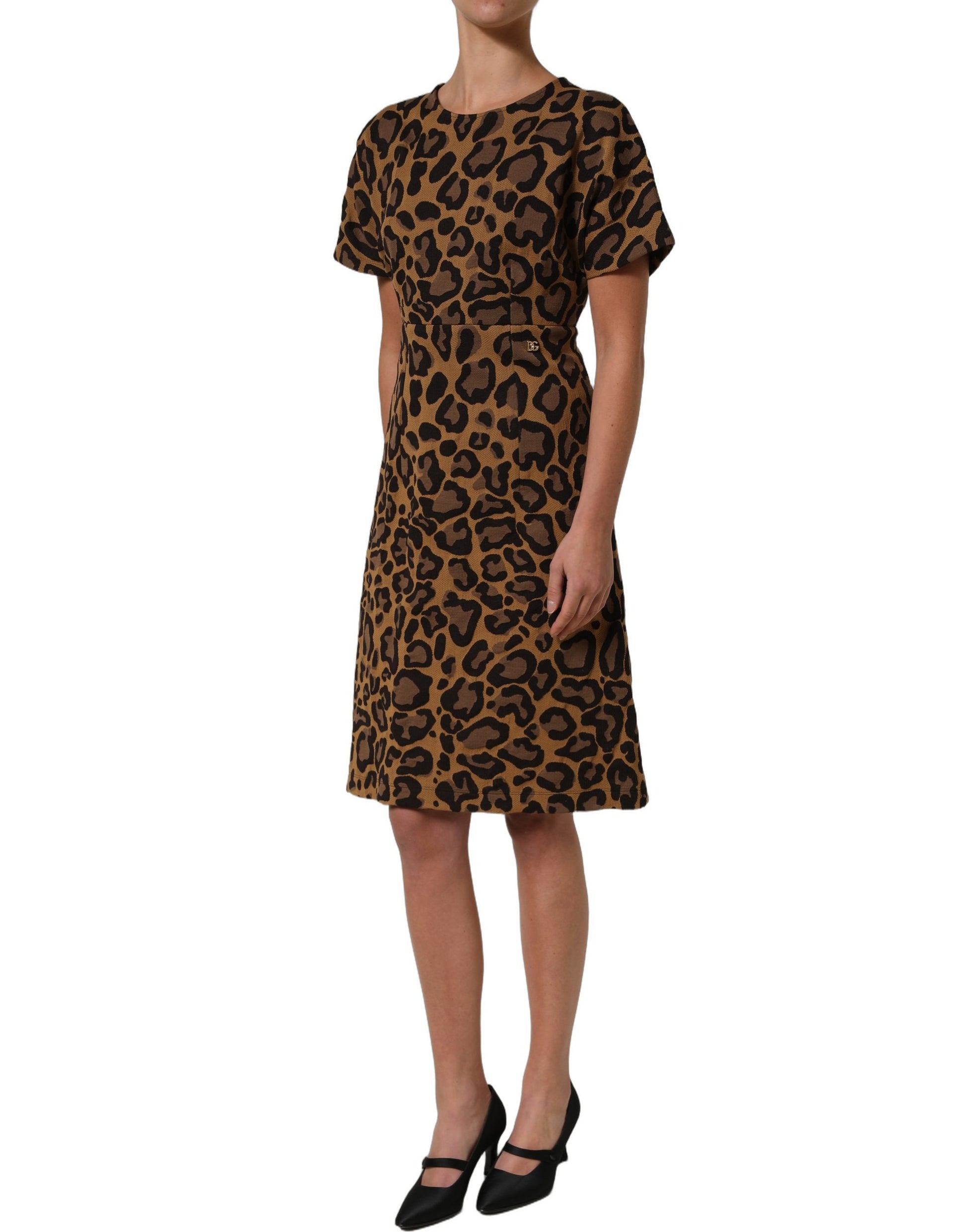 Dolce & Gabbana Brown Leopard Print Flared A-line Mini Dress