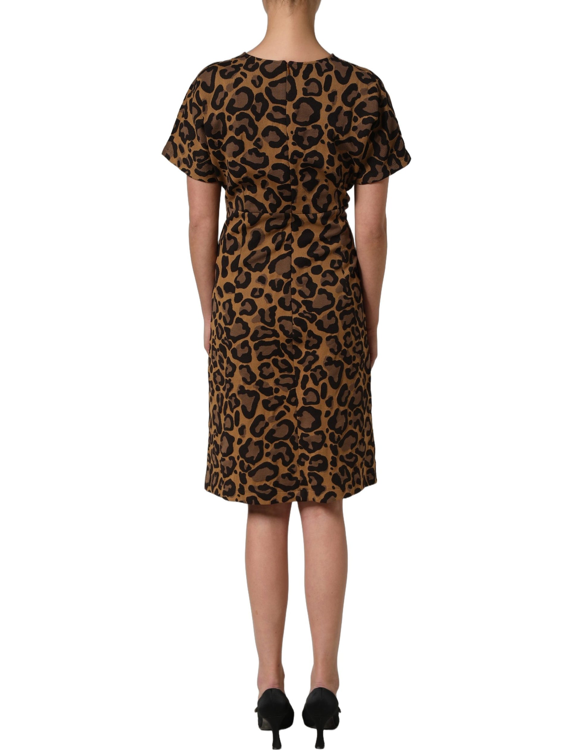 Dolce & Gabbana Brown Leopard Print Flared A-line Mini Dress