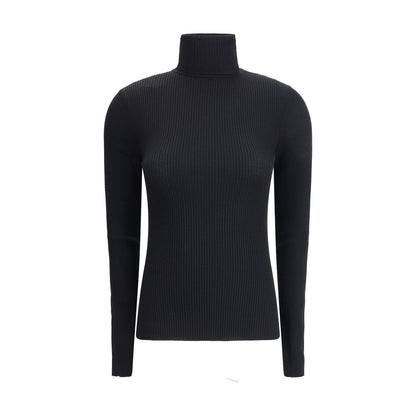 Wolford Black Virgin Wool Turtleneck Jersey Sweater - Long Sleeve, Slim Fit, 100% Fleece Wool, Sizes S-L