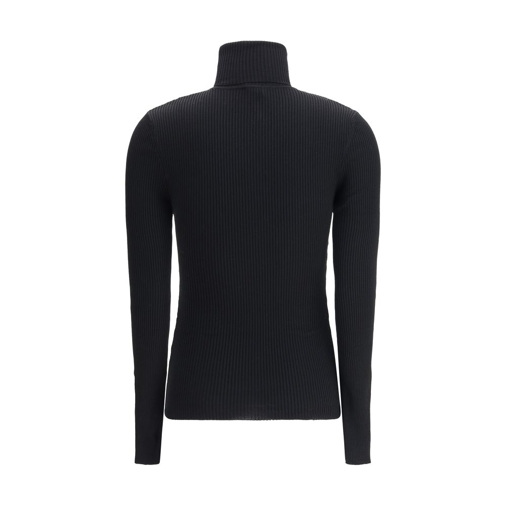 Wolford Black Virgin Wool Turtleneck Jersey Sweater - Long Sleeve, Slim Fit, 100% Fleece Wool, Sizes S-L