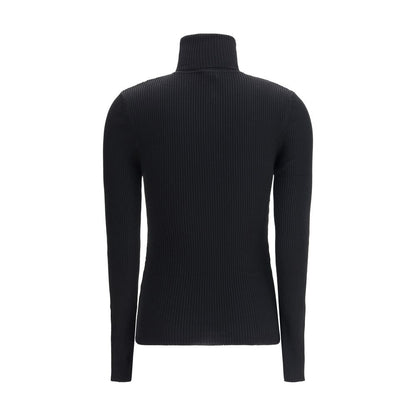 Wolford Black Virgin Wool Turtleneck Jersey Sweater - Long Sleeve, Slim Fit, 100% Fleece Wool, Sizes S-L