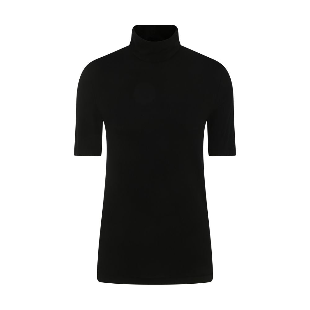 Wolford Black Short Sleeve Aurora Turtleneck Top