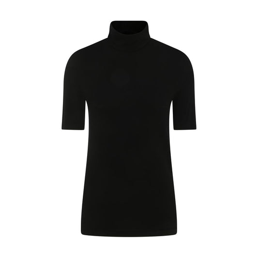 Wolford Black Short Sleeve Aurora Turtleneck Top