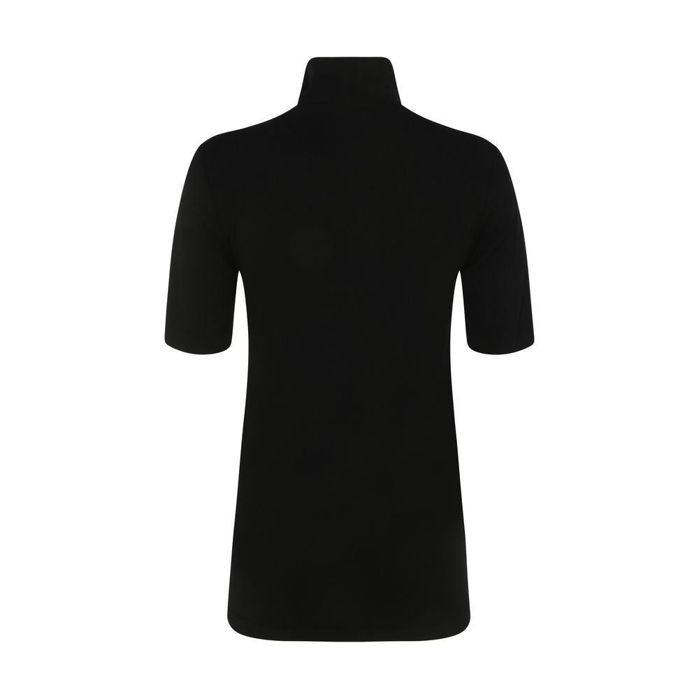Wolford Black Short Sleeve Aurora Turtleneck Top
