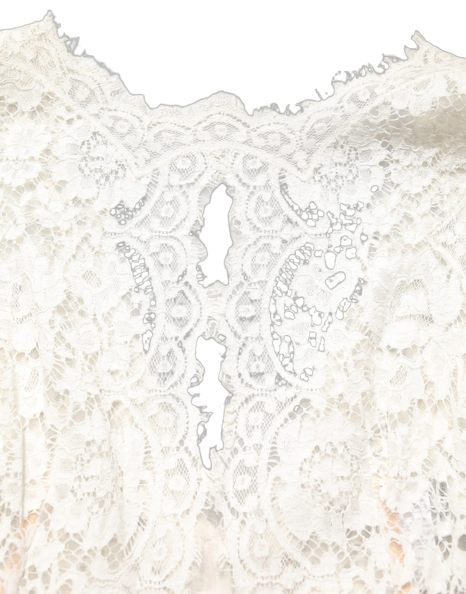 Dolce & Gabbana White Lace Viscose Sheath Long Gown Dress
