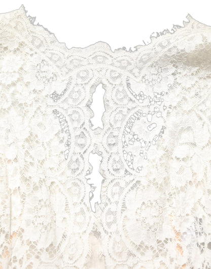 Dolce & Gabbana White Lace Viscose Sheath Long Gown Dress