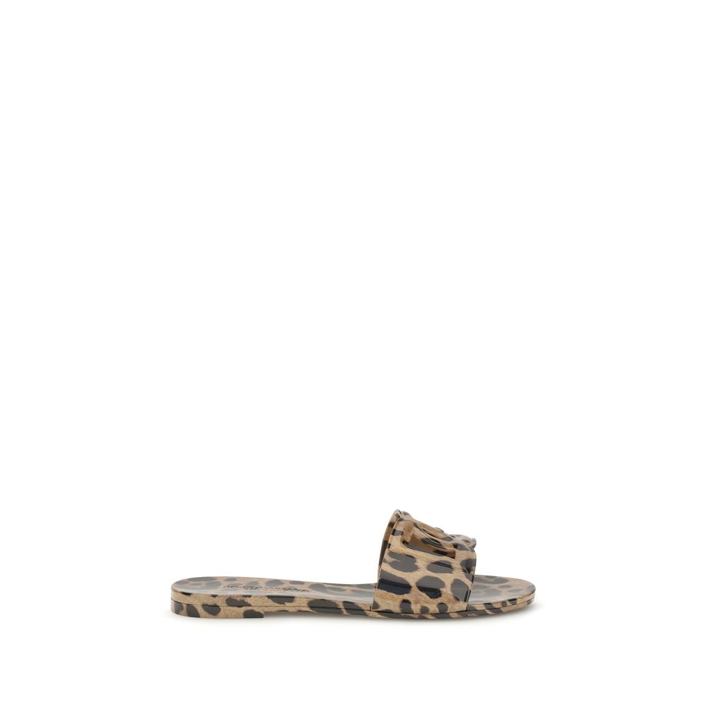 Dolce & Gabbana Leopard Bianca Interlock Slide Sandals