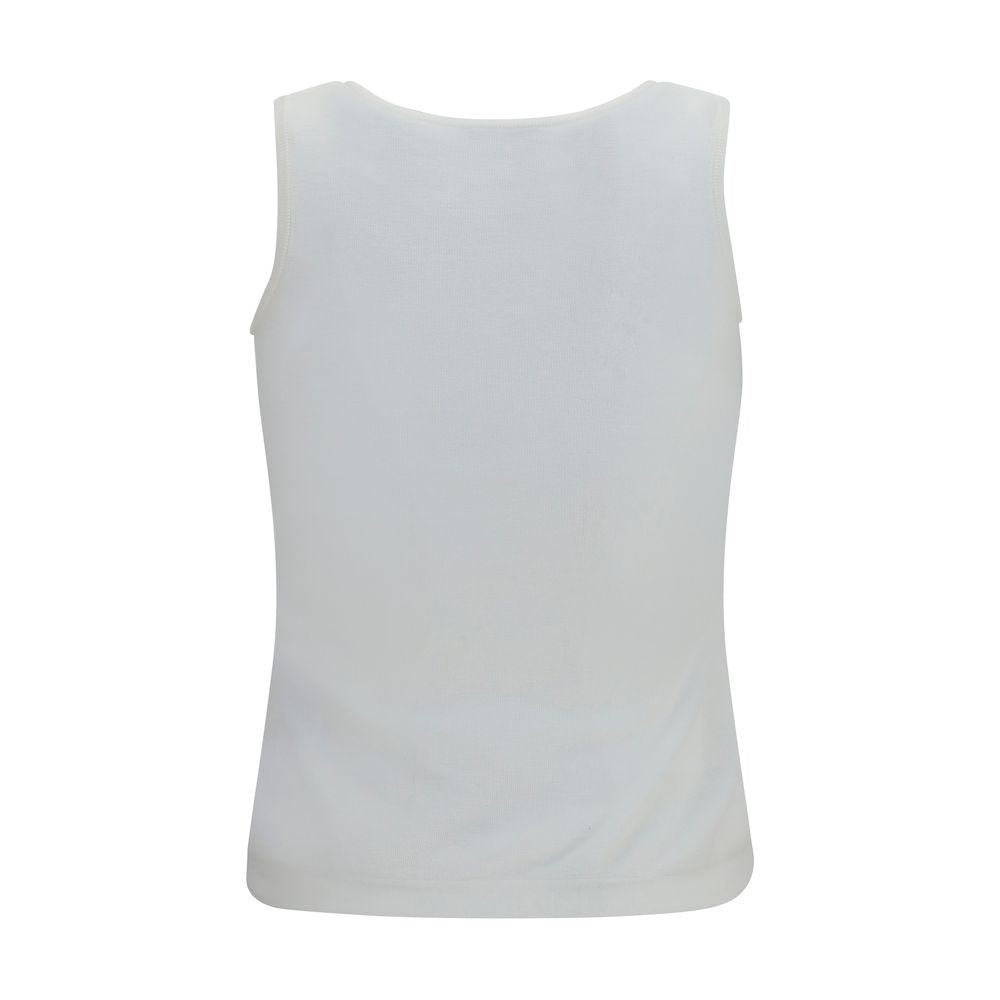 Balenciaga Logo Tank Top - White Cotton, Women’s Slim Fit