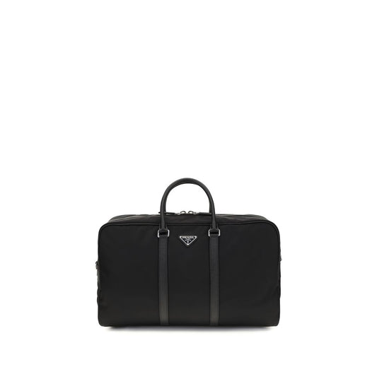 Prada Black Recycled Polyamide Travel Bag in Re-Nylon and Saffiano