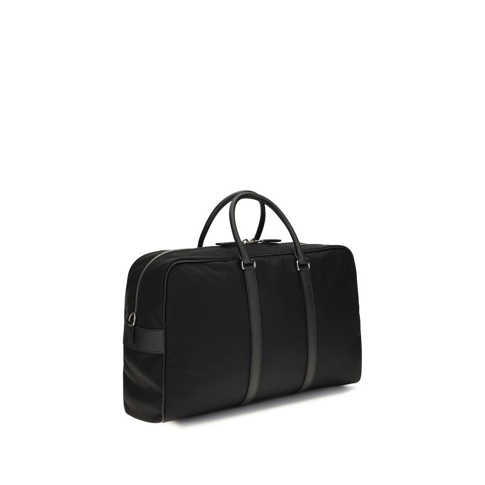 Prada Black Recycled Polyamide Travel Bag in Re-Nylon and Saffiano