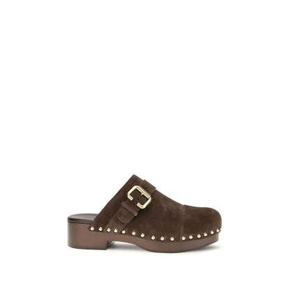 Chloé Brown Suede Leather Jeannette Clog Mules