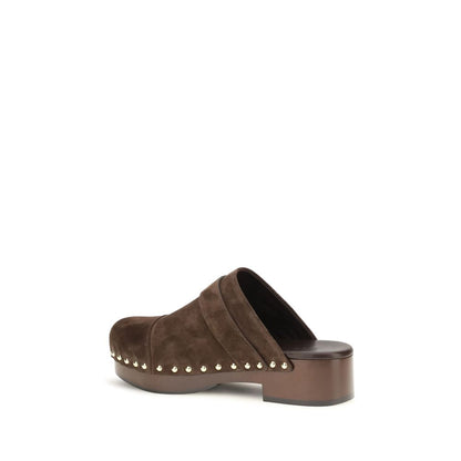 Chloé Brown Suede Leather Jeannette Clog Mules