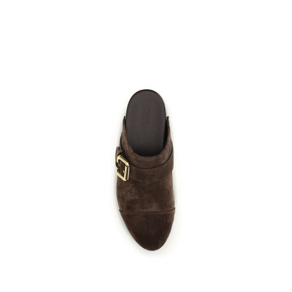 Chloé Brown Suede Leather Jeannette Clog Mules