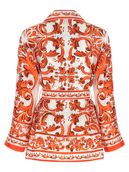 Dolce & Gabbana Orange Silk Blouse – Majolica Print