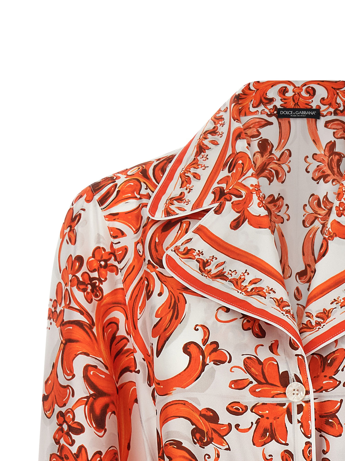 Dolce & Gabbana Orange Silk Blouse – Majolica Print