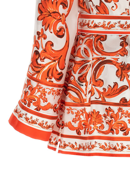Dolce & Gabbana Orange Silk Blouse – Majolica Print