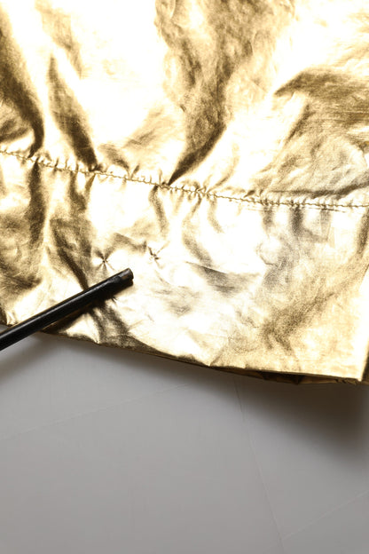 Dolce & Gabbana Metallic Gold High Waist Pleated Tapered Pants