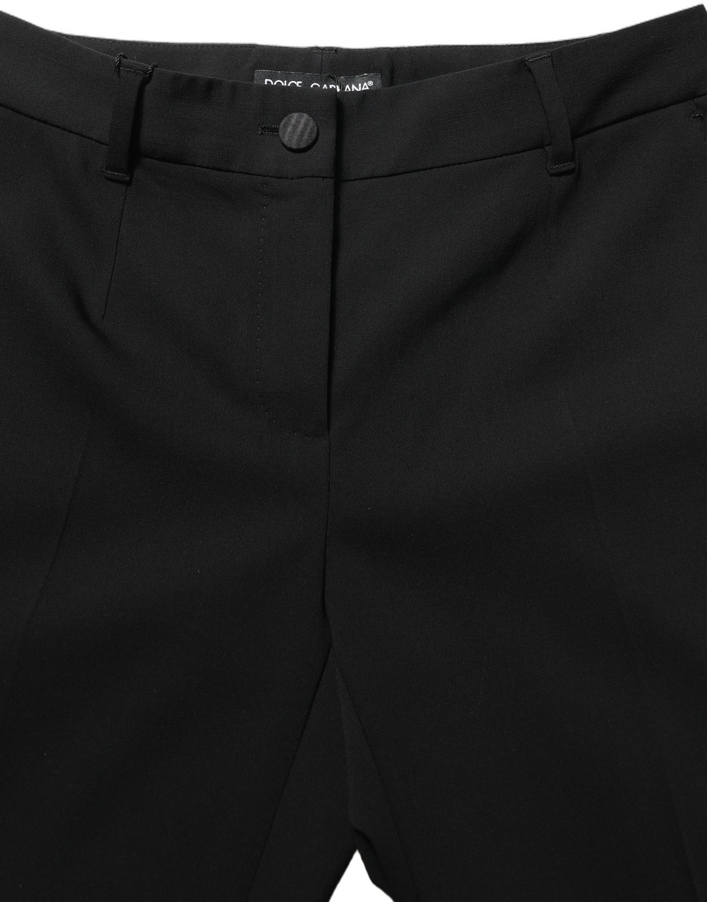 Dolce & Gabbana Black High Waist Straight Dress Trouser Pants