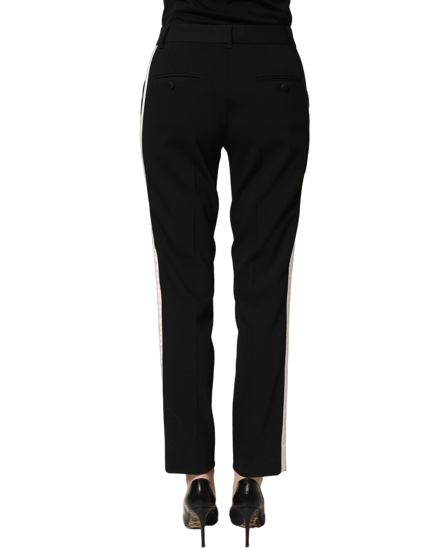 Dolce & Gabbana Black High Waist Straight Dress Trouser Pants