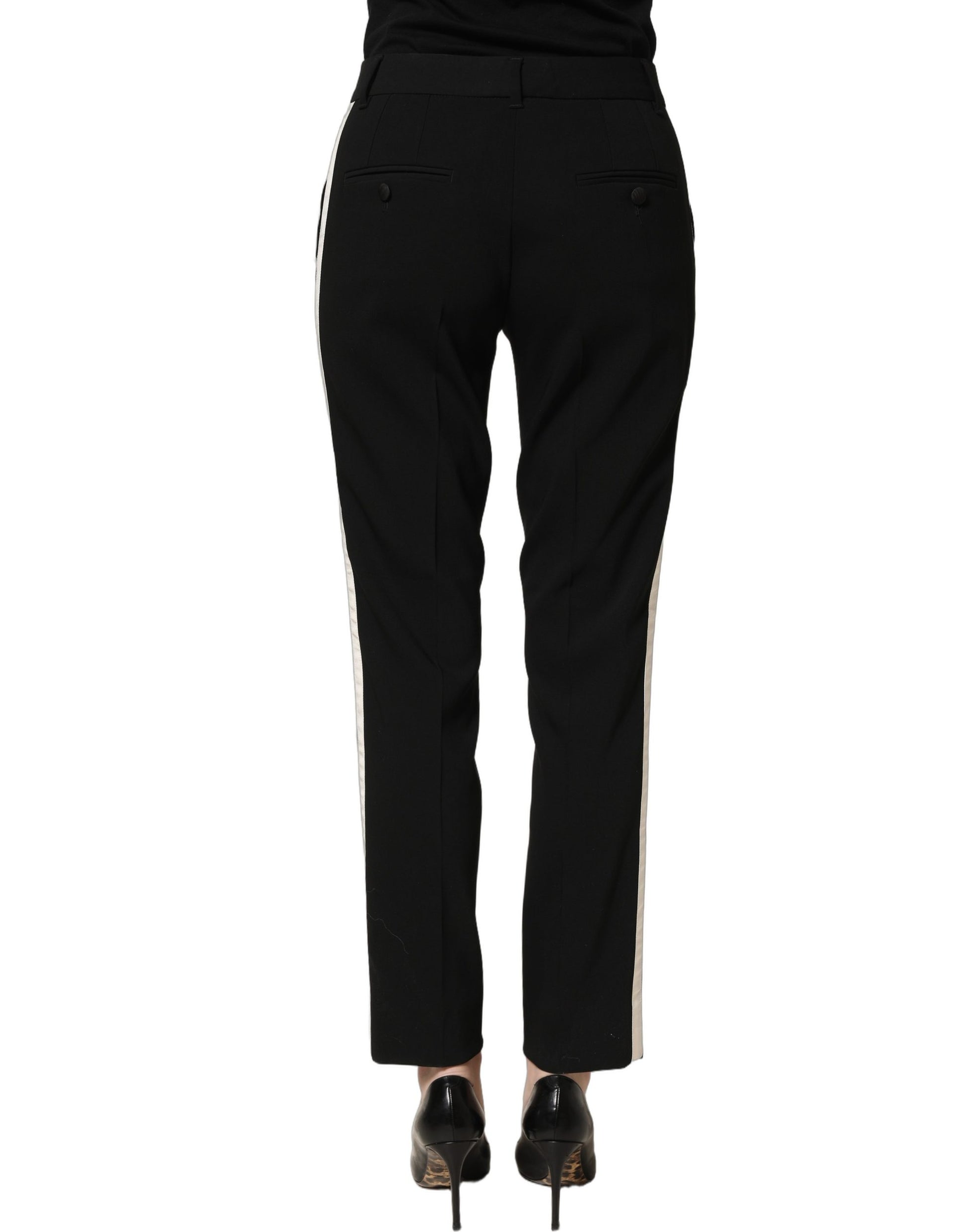 Dolce & Gabbana Black High Waist Straight Dress Trouser Pants