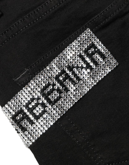 Dolce & Gabbana Black Grace Rhinestone High-Waist Denim Jeans