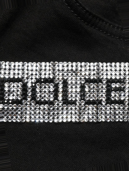 Dolce & Gabbana Black Grace Rhinestone High-Waist Denim Jeans