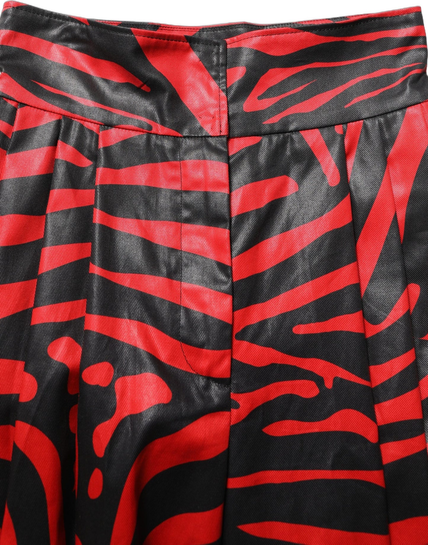 Dolce & Gabbana Red Black Zebra Print Cotton High Waist Pants